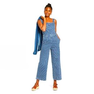 Universal Thread High Rise Striped Cropped Overalls Jumpsuit Coveralls